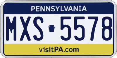 PA license plate MXS5578