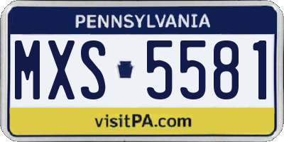 PA license plate MXS5581