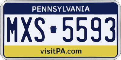 PA license plate MXS5593