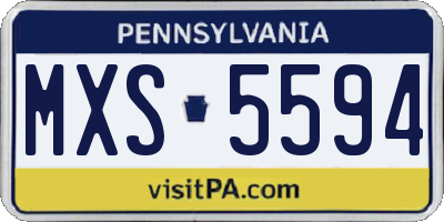 PA license plate MXS5594