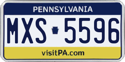 PA license plate MXS5596