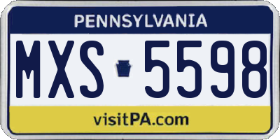 PA license plate MXS5598