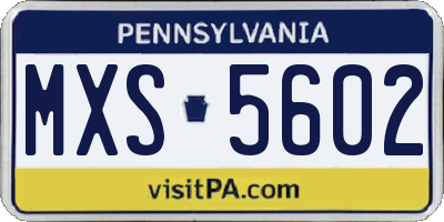 PA license plate MXS5602