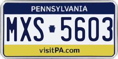 PA license plate MXS5603