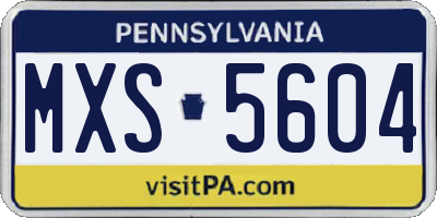 PA license plate MXS5604