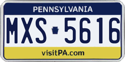 PA license plate MXS5616