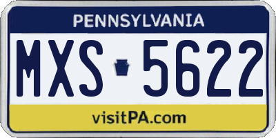 PA license plate MXS5622