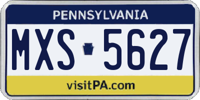 PA license plate MXS5627