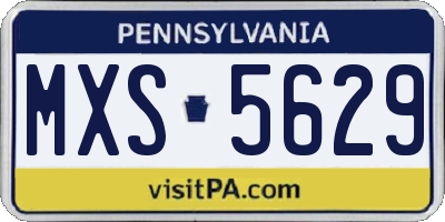 PA license plate MXS5629
