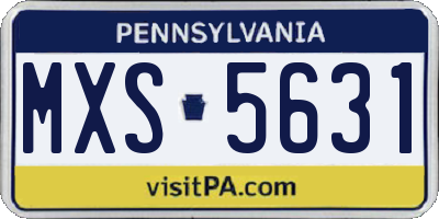 PA license plate MXS5631