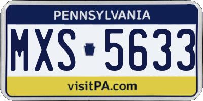 PA license plate MXS5633
