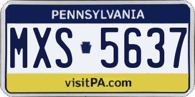 PA license plate MXS5637