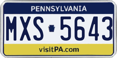 PA license plate MXS5643