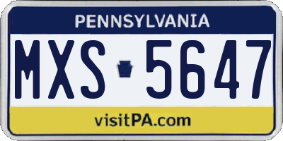 PA license plate MXS5647