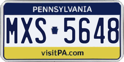 PA license plate MXS5648