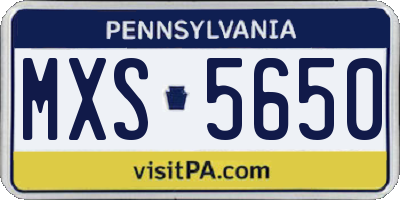 PA license plate MXS5650