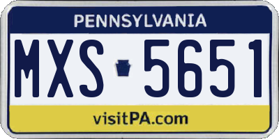 PA license plate MXS5651