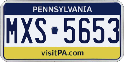 PA license plate MXS5653