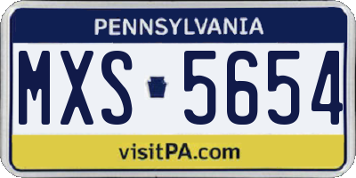 PA license plate MXS5654
