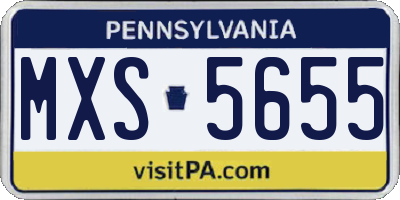 PA license plate MXS5655