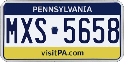 PA license plate MXS5658