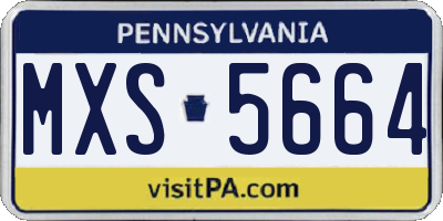 PA license plate MXS5664