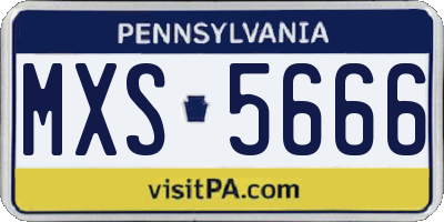 PA license plate MXS5666