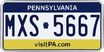 PA license plate MXS5667