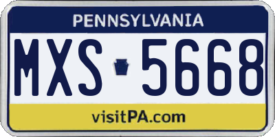 PA license plate MXS5668