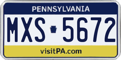 PA license plate MXS5672