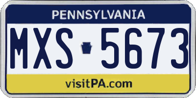 PA license plate MXS5673