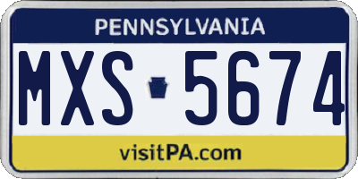 PA license plate MXS5674
