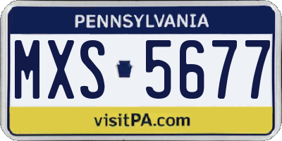 PA license plate MXS5677