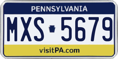 PA license plate MXS5679