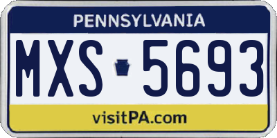 PA license plate MXS5693