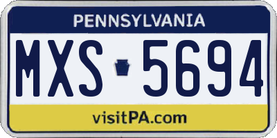 PA license plate MXS5694