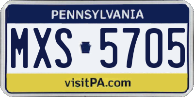 PA license plate MXS5705