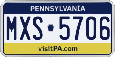 PA license plate MXS5706