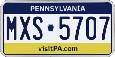 PA license plate MXS5707