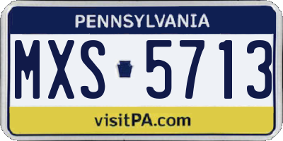 PA license plate MXS5713