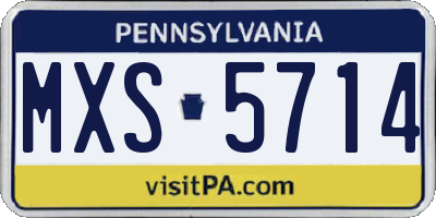 PA license plate MXS5714