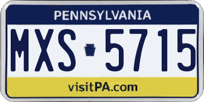 PA license plate MXS5715