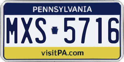 PA license plate MXS5716