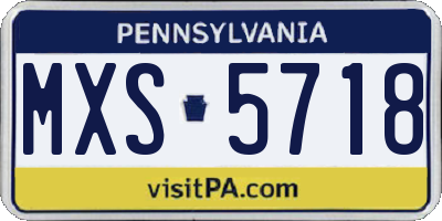 PA license plate MXS5718