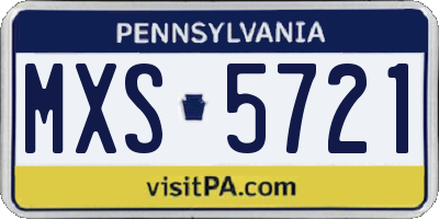 PA license plate MXS5721