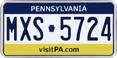 PA license plate MXS5724