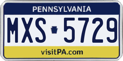 PA license plate MXS5729