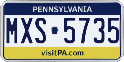 PA license plate MXS5735