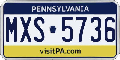 PA license plate MXS5736