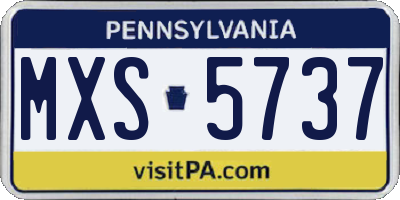 PA license plate MXS5737